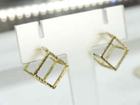 K18YG スクエアデザインピアス　地金 G4962　ジュエリー アクセサリー 宝石 送料無料　20％オフ