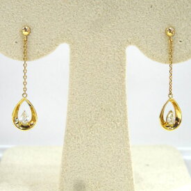 K18デザインピアス　地金ピアス　しずくデザイン　ドロップ　G5676　送料無料