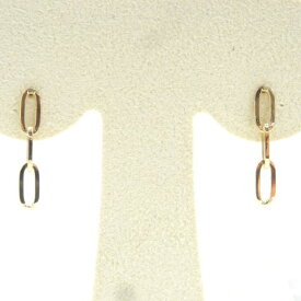 K18デザインピアス　地金ピアス　クリップチェーン　G5677　送料無料