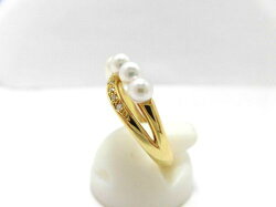 K18あこや真珠ダイヤリング/3.5〜4.0mm7ピース/ダイヤ0.07ct/リング/パール/真珠/南洋/pearl/指輪/ゆびわ/ring/ジュエリー/女性用/レディース/プレゼント/ギフト/お買い得/オススメ/宝石/高級