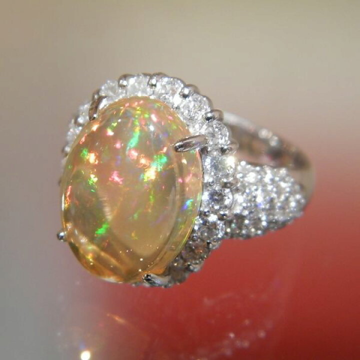 楽天市場】PT枠メキシコオパールリングMOP5.54ct D1.40ct : 宝石時計 