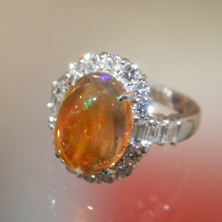 楽天市場】PT枠 メキシコオパールリング MOP4.12ct D1.21ct D4115  