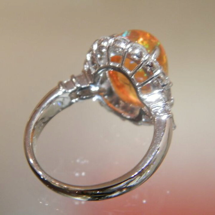 楽天市場】PT枠 メキシコオパールリング MOP4.12ct D1.21ct D4115 