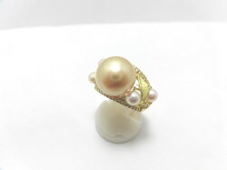 K18南洋ゴールデン真珠ダイヤリング/G634/リング/指輪/ゆびわ/ring/ジュエリー/女性用/レディース/プレゼント/ギフト/お買い得/オススメ/送料込み/宝石