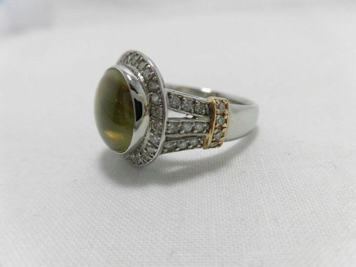 楽天市場】PTK18キャッツアイダイヤリング キャッツアイ 6.00ct ダイヤ 