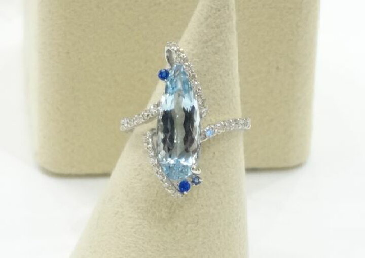 楽天市場】PtアクアマリンリングA3.49ct D0.33ct Pt プラチナ 指輪 