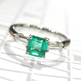 エメラルドリング 0.77ct ダイヤモンド 0.27 Pt900 プレゼント 贈り物 F8180 送料無料 20％OFF価格