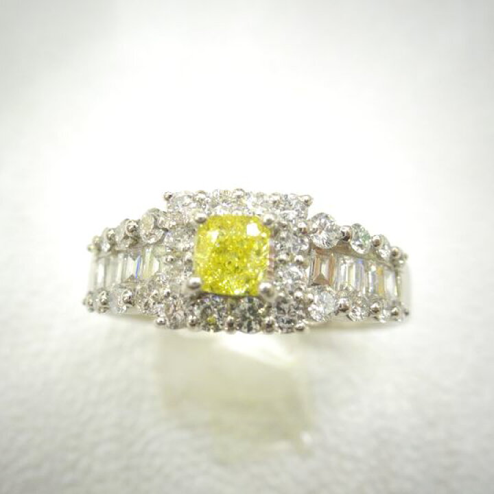 プラチナ/18金 イエローダイヤ リング 0.235ct
