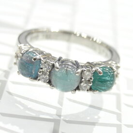 Ptパライバトルマリンキャッツアイリング ダイヤモンド 0.24ct パライバ 1.52ct キャッツアイ ジュエリー リング 指輪 プレゼント 贈り物 ギフト F3948