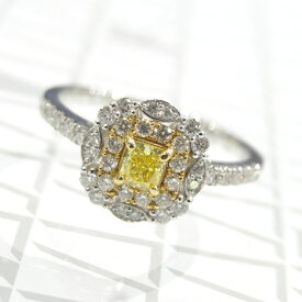 Pt/K18イエローダイヤモンド リング ダイヤモンドジュエリー G5660 送料無料