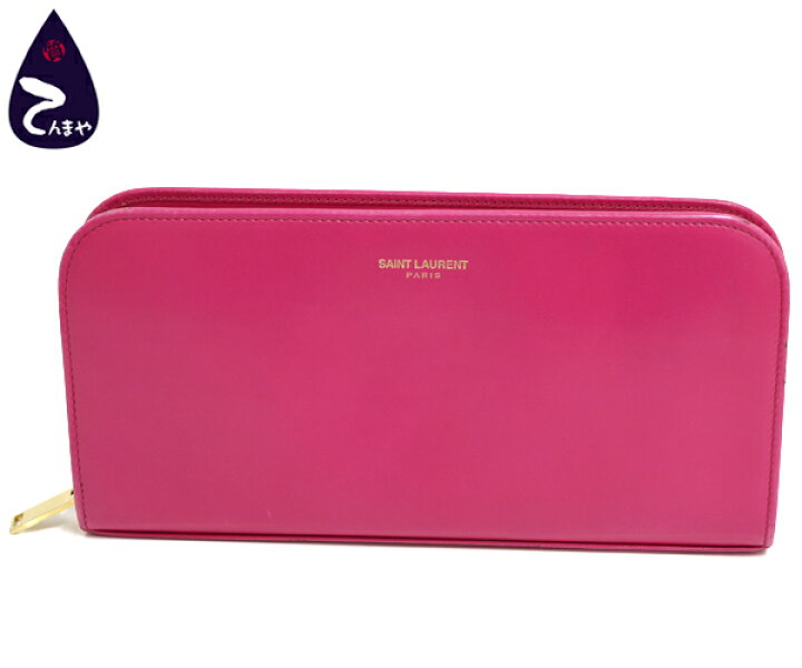 サンローラン 長財布 財布 ラウンドファスナー レディース ロゴ ピンク  