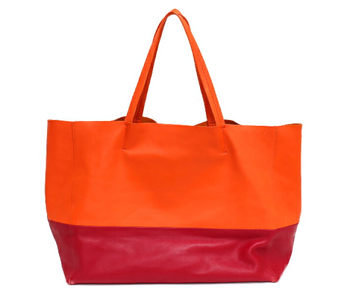 楽天市場】セリーヌレザー バイカラー：オレンジ×レッドホリゾンタル  