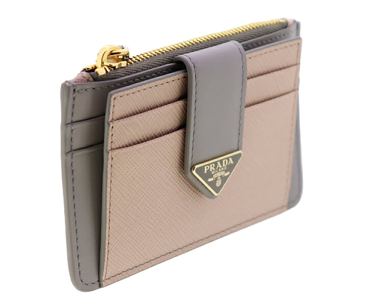 楽天市場】プラダ(PRADA)レザー：ピンクベージュ×グレー系カードケース 