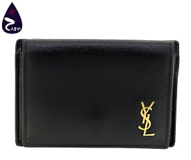 SAINT LAURENT(サンローラン)レザー：ブラックタイニーモノグラム カードケースフラップ付きカードケース・コインケース型番：635264【質屋出店】【掘り出しモノ】【ファッション】【ブランド】【質流れ】【中古】Y3T1R123121810