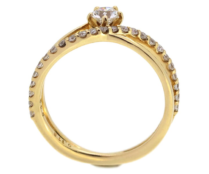 楽天市場】K18 ダイヤ ピンキーリング一粒ダイヤ 0.118ct/メレダイヤ 