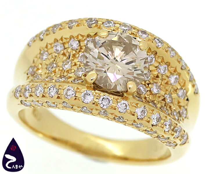 楽天市場】K18 ダイヤファッションリング一粒ダイヤ 1.267ct  