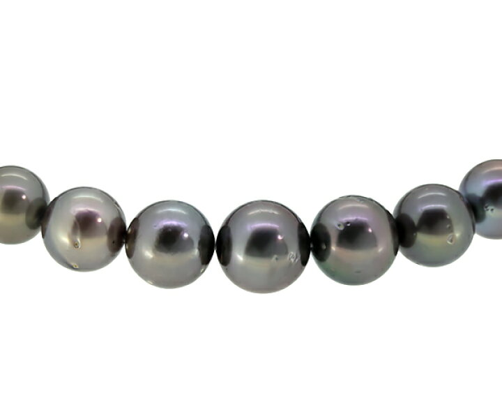 楽天市場】黒蝶真珠 タヒチパール ネックレス10.7-14.0mm 黒銀色 