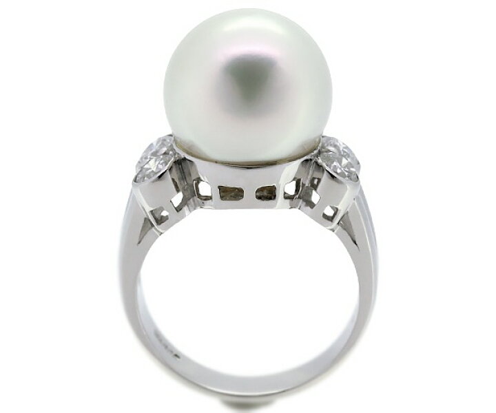 楽天市場】Pt900 パールダイヤリング白蝶真珠 直径約12.60mm ダイヤ  
