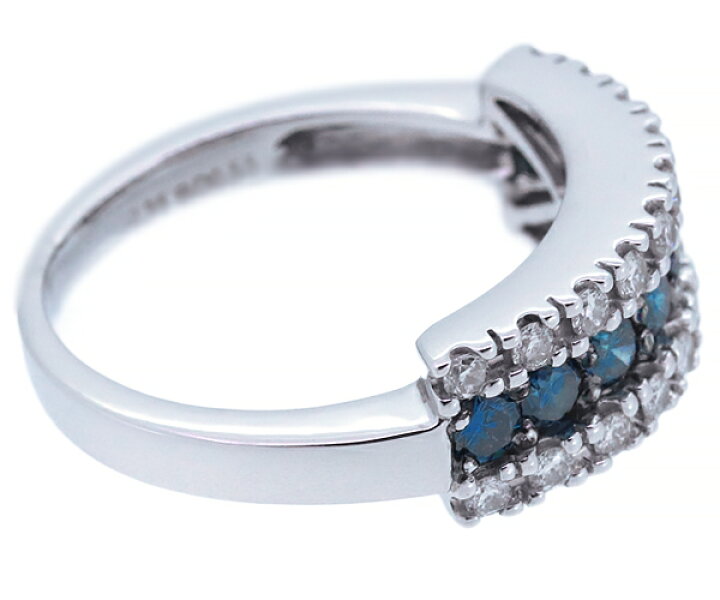 楽天市場】K18WG ダイヤ ファッションリングブルーダイヤ 合計0.55ct 