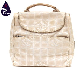 シャネルナイロンジャガード×レザー：ベージュニュートラベルライン リュック・デイパックカード・シールあり型番：A15958【質屋出店】【掘り出しモノ】【ファッション】【ブランド】【質流れ】【中古】Y3T1R125082700