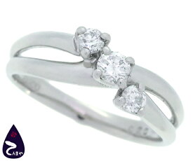Pt900 ダイヤ ピンキーリングダイヤ3石 合計0.20ct 約3.1g 約5号鑑別書付【質屋出店】【掘り出しモノ】【ファッション】【ブランド】【質流れ】【中古】Y3T1R125091720