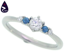 Only You(オンリーユー)Pt950 ダイヤ アクアマリン リングメインダイヤ 0.203ct アクアマリン0.06ct メレダイヤ0.02ct約2.9g 約10.5号 鑑定書付【質屋出店】【掘り出しモノ】【ファッション】【ブランド】【質流れ】【中古】Y3T1R125092300