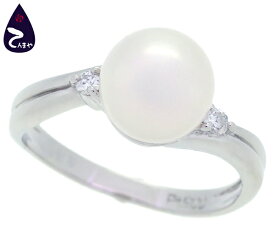 Pt900 パール ダイヤ リングパール直径 約8.35-8.40mm メレダイヤ 0.07ct総重量 約4.7g 約12号 鑑別書付【質屋出店】【掘り出しモノ】【ファッション】【ブランド】【質流れ】【中古】Y3T1R125092400