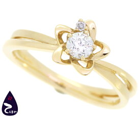 Wish upon a star(ウィッシュ アポン ア スター) K18 ダイヤ ファッションリングフラワーモチーフ D0.141ct 0.007ct 約2.6g 約6号 Jewel ID Card付【質屋出店】【掘り出しモノ】【ファッション】【ブランド】【質流れ】【中古】Y3T1R125111010