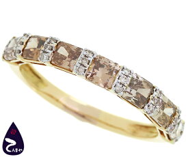 K18 ダイヤファッションリングブラウンダイヤ7石/メレダイヤ 合計1.75ct約2.4g 約17号 鑑別書付【質屋出店】【掘り出しモノ】【ファッション】【ブランド】【質流れ】【中古】Y3T1R125111310