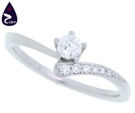 Wish upon a star(ウィッシュ アポン ア スター) Pt950 ダイヤリング一粒ダイヤ0.216ct メレダイヤ0.05ct約3.6g 約15号 鑑定書付【質屋出店】【掘り出しモノ】【ファッション】【ブランド】【質流れ】【中古】Y3T1R125111400