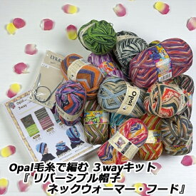Opal毛糸で編む 3wayキット『 リバーシブル帽子・ネックウォーマー・フード』【宅配送料無料】