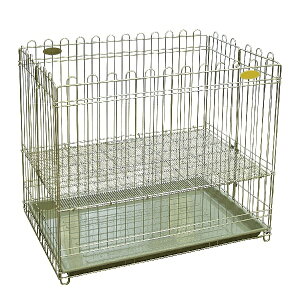 【業務用ステンレスサークル】折りたたみステンレスサークル 網スノコ・トレー付(900mm×620mm×H780mm)