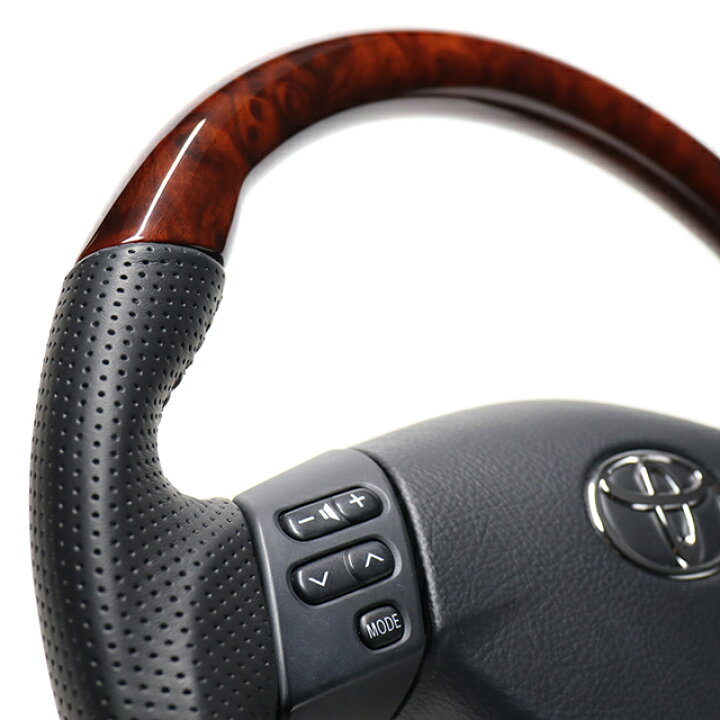 輝い REAL STEERING プレミアムシリーズ <br>トヨタ ハリアー 80系用 <br>カラー 車用ステアリング REAL(レアル)ステアリングハリアー(80系)ブラウンウッド