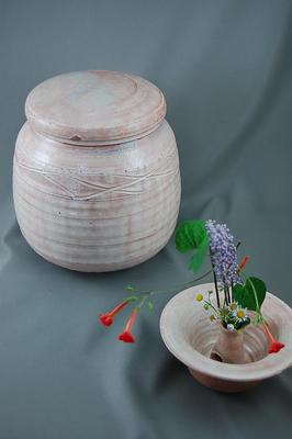御本手2変化花器付き骨壷7号