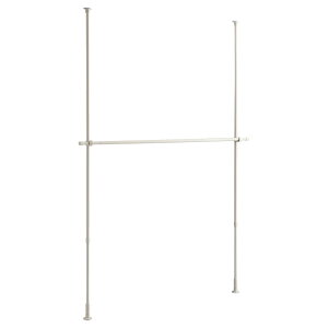 つっぱりハンガーラック 1段 幅200cm つっぱり棒 突っ張 突っ張りラック スリム 天井 壁 壁面 壁面収納 高さ調整フック ハンガーラック ポールハンガー 突っ張り棒 省スペース おしゃれ 北欧