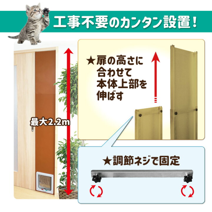 楽天市場】ペットドア 猫 ドア 工事不要 【ペットスルーもん PTG-L2200 