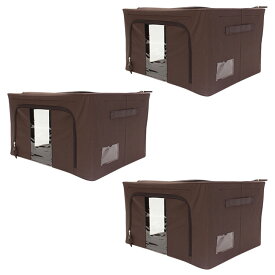 収納ケース 便利 窓付き 中身が見える 見せる収納 ブラウン 綺麗/窓付き収納ボックス3個セットL