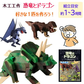 木工工作 恐竜とドラゴン 工作キット 手作り 夏休み 宿題 課題 自由研究 恐竜 ドラゴン 組立キット 組立 色付け 自由工作 図工 図画工作 加賀谷木材 小学生 木のブロック 接着 夏休みの工作 【▲】/木工工作恐竜とドラゴン