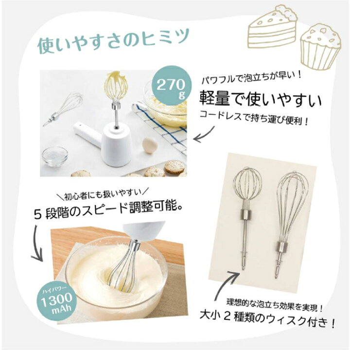 楽天市場 コードレスハンドミキサー 自宅で簡単にケーキ作り 5段階のスピード 泡立て かき混ぜ 生クリーム メレンゲ 軽量 使いやすい 持ち運びしやすい 握りやすい 形状のグリップ ママ 子供 安全設計 コードレスハンドミキサー Tokutoku 楽天市場 コードレスハンドミキサー 自宅で簡単にケーキ作り 5段階のスピード 泡立て かき混ぜ 生クリーム メレンゲ 軽量 使いやすい 持ち運びしやすい 握りやすい 形状のグリップ ママ 子供 安全設計 コードレスハンドミキサー Tokutoku