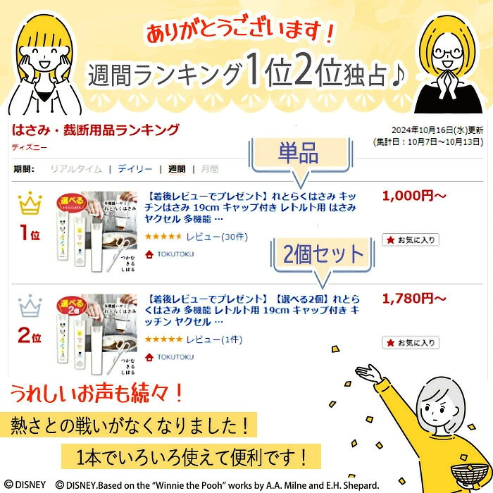 【マラソン中P5倍】れとらくはさみ キッチンばさみ カレーパウチ 飛び散らない 多機能 レトルト食品 キャップ付き 19cm 絞る 切る 掴む はさみ ハサミ ヤクセル ハサミ ディズニー ミッキー プーさん 【▲】/れとらくはさみ - メイン画像 13