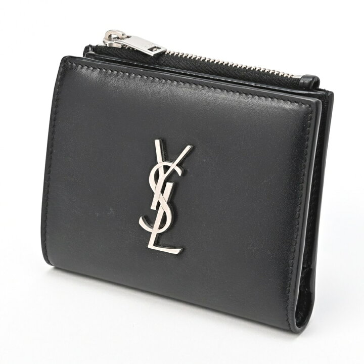 サンローラン YSLロゴ 二つ折り財布 スムースレザー 【中古】
