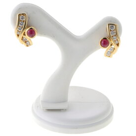 【中古】K18YG　ピアス　ルビー0.22ct.×2 / ダイヤモンド 0.12ct.×2　B-159002　新入荷