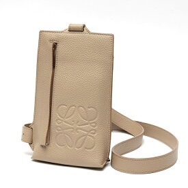 【中古】 ロエベ / LOEWE アナグラム バーティカル Tポケット ボディバッグ ソフトグレインカーフ レザー　グレージュ系 商品番号 RI-159964　新入荷
