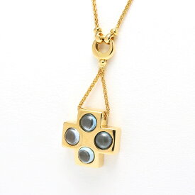 【中古】 K18YG　ネックレス 合成スピネル 4P　40.5 cm ローマンクロスモチーフ 商品番号 20251115　新入荷