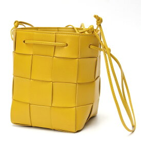 【中古】 ボッテガヴェネタ スモール カセット クロスボディ バケットバッグ 680218　 イントレチャートレザー　イエロー系 商品番号 S-159990　新入荷