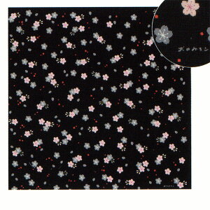 おのみちこ 綿 小風呂敷(50cm巾) sakura(黒)