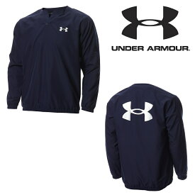 UNDER ARMOUR アンダーアーマー UA Vネック メッシュ ロングスリーブ ジャケット（ベースボール/MEN）1371964（410：MDN）ミッドナイトネイビー Vジャン 裏メッシュ Vネック メッシュ ジャケット トレーニングウエア 移動着 練習着 野球 ベースボール