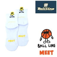 オンザコート ボールライン バスケット BALL LINE ミドルソックス BLS289 ホワイト/Rゴールド MEET ミー…
