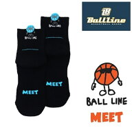 オンザコート ボールライン バスケット BALL LINE ミドルソックス BLS289 ブラック/Hブルー MEET ミート…