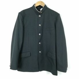 学生服 学ラン 185A 男子 上着 ウール混 学校指定制服 ラウンドカラー サージ グレー 中古 ランクC a3 JJ5340